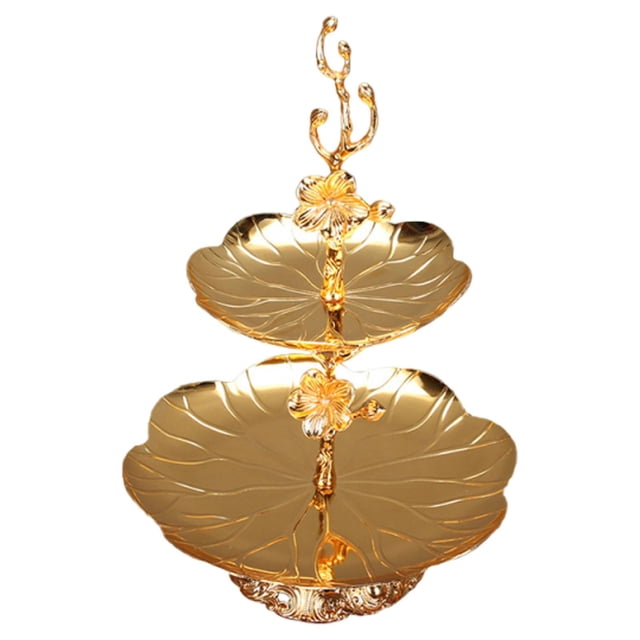 Bandeja de frutas de 2 niveles, bandeja para pasteles, hierro decorativo para mesa, plato de frutas elegante multiusos, soporte para postres para mesa