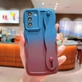 thumbnail image 4 of Compatible with Samsung Galaxy S21 Plus 5G 6.7" Case for Women Men, Cute S21 + Phone Case with Strap Wristband Kickstand Camera Lens Protect Gradient Wave Soft Silicone Cover (Blue Wine Red), 4 of 6