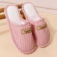 thumbnail image 4 of Kopltyrfg Women's Comfy Scuff Slippers Soft Striped Terry Cloth Memory Foam Home House Shoe |Pink 38, 4 of 5