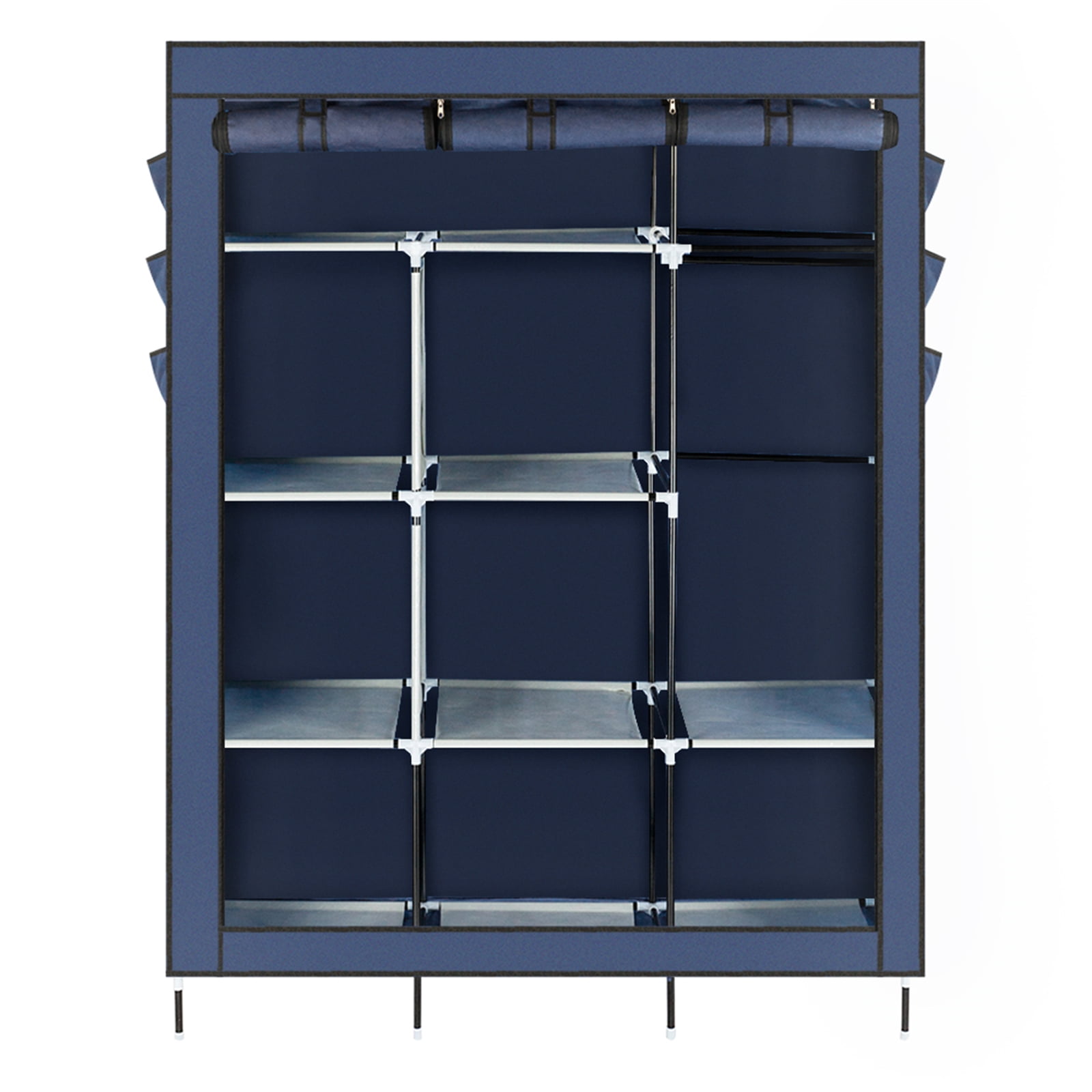 69" High-leg Non-woven Fabric Assembled Cloth Wardrobe Dark Blue