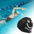thumbnail image 2 of Unique Bargains 1 Pc Silicone Funny Face Swim Cap Black White, 2 of 5