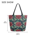 thumbnail image 5 of FORMRS Womens Canvas Tote Bag with Zipper Inner Pocket Shoulder Handbag, Red Christmas Poinsettias, 5 of 7