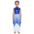 thumbnail image 3 of Sholeno Girls Worship Praise Dance Outfits Sleeveless Sequin Liturgical Tunic Overlay Dress with Wide Leg Pants Blue 10, 3 of 5