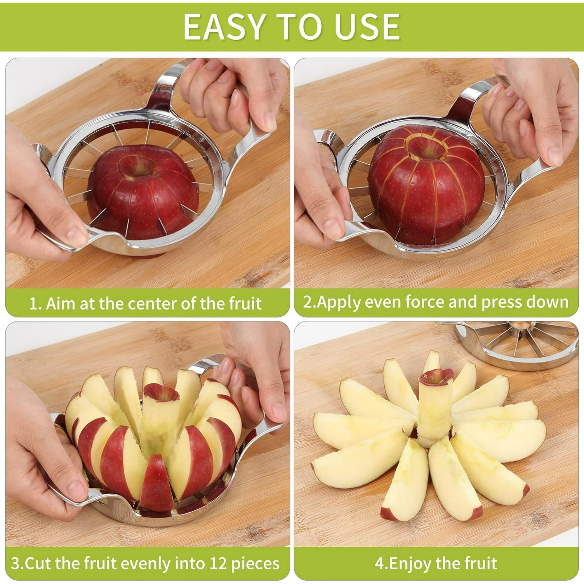 Apple Slicer,12-Blade Extra Large Apple Corer,Heavy Duty Stainless Steel Apple Cutter and Divider, Easy to Use, Time-Saving