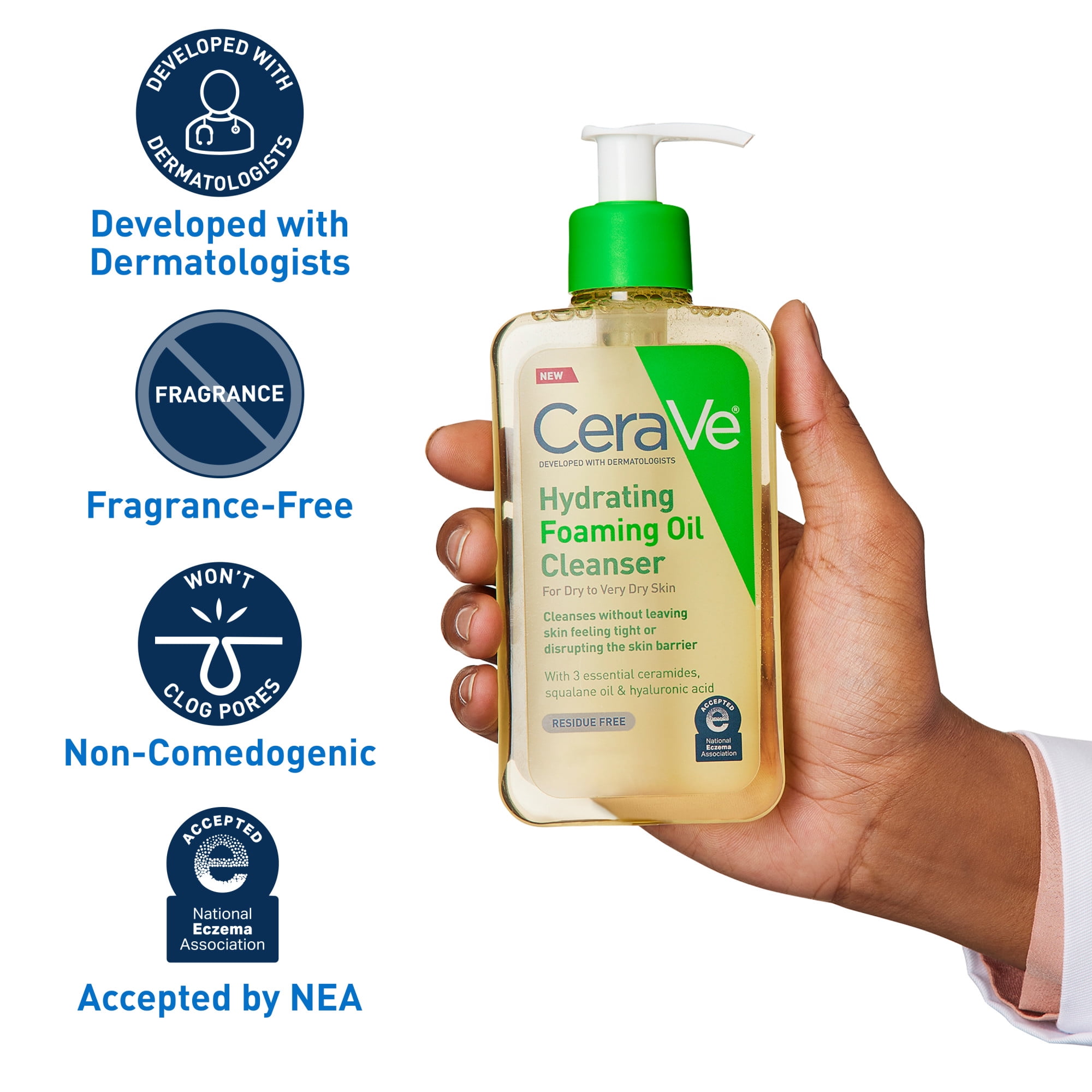 CeraVe Hydrating Foaming Oil Cleanser, Daily Face Wash For Dry to Very Dry Skin, 8 fl oz