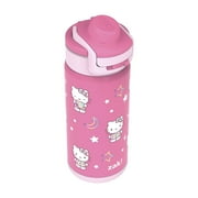 Zak Designs Hello Kitty Kids Insulated Water Bottle with Straw, 14oz Stainless Steel, Leak-Proof, Carry Handle