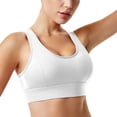 thumbnail image 2 of iHPH7 Racerback Sports Bras for Women Push Up Padded Wirefree Workout Crop Tops Medium Support Yoga Bra Comfy Seamless Athletic Activewear Gym Fitness Daily Wear White L, 2 of 6