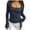 Blue, variant on Slim Fit Long Sleeve T Shirt Tie Front Top Basic Casual Crew Neck Blouse For Daily Wear Women'S T-Shirts Red S