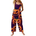 thumbnail image 2 of Evdexr Halloween Rompers for Women 2026 Witch Hat Spider Graphic Jumpsuits Wide Leg Sleeveless Square Neck Overalls Casusl Wide Straps Costumes with Pockets L, 2 of 6