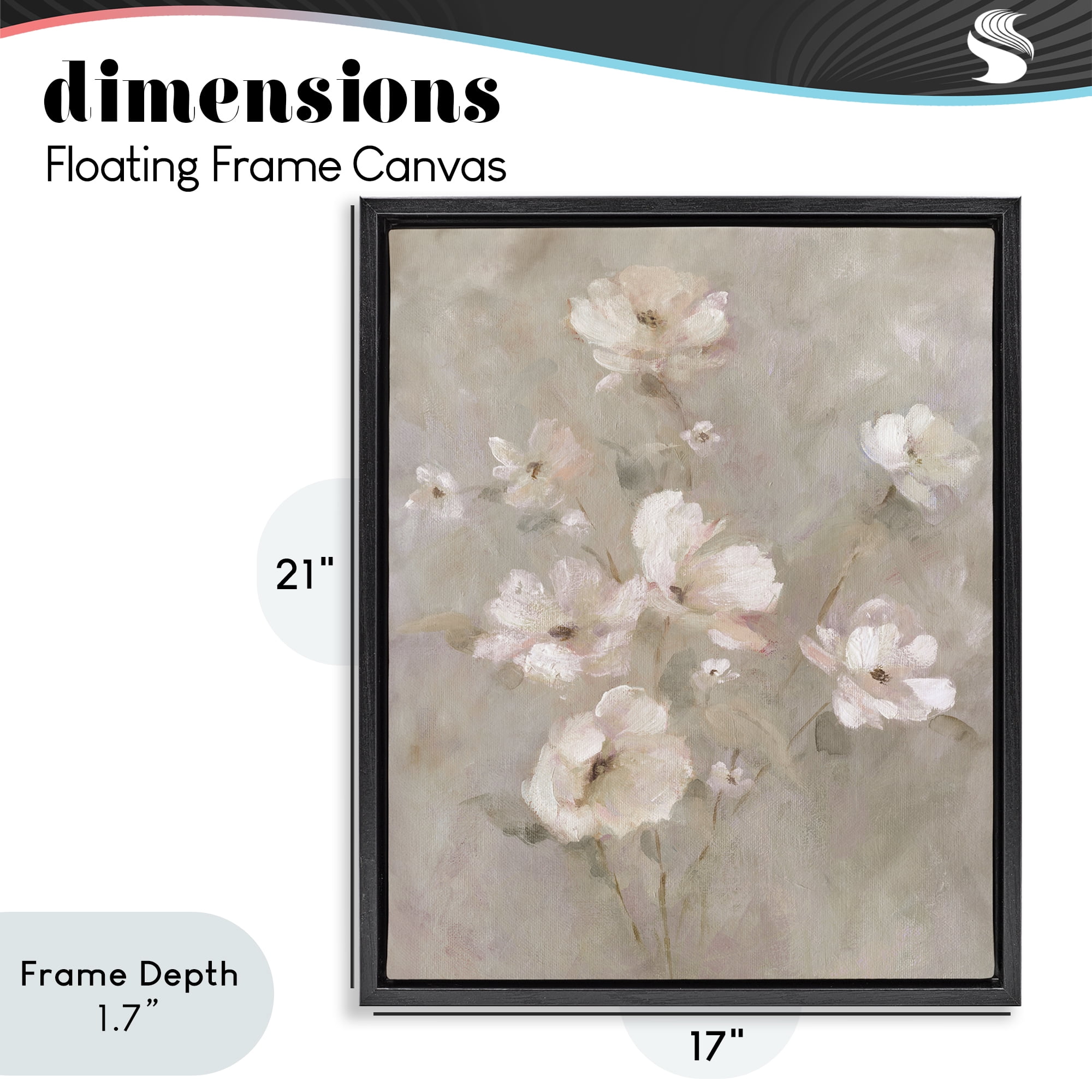 Stupell Industries Delicate Blush Floral Arrangement Black Framed Floater Canvas Wall Art, design by Carol Robinson
