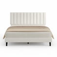 thumbnail image 1 of Full Size Black Suede Upholstered Platform Bed Frame – Adjustable Vertical Channel Tufted Headboard, Sturdy Wooden Slats Support, No Box Spring Needed, Easy Assembly – Black Easy Assembly, 1 of 8