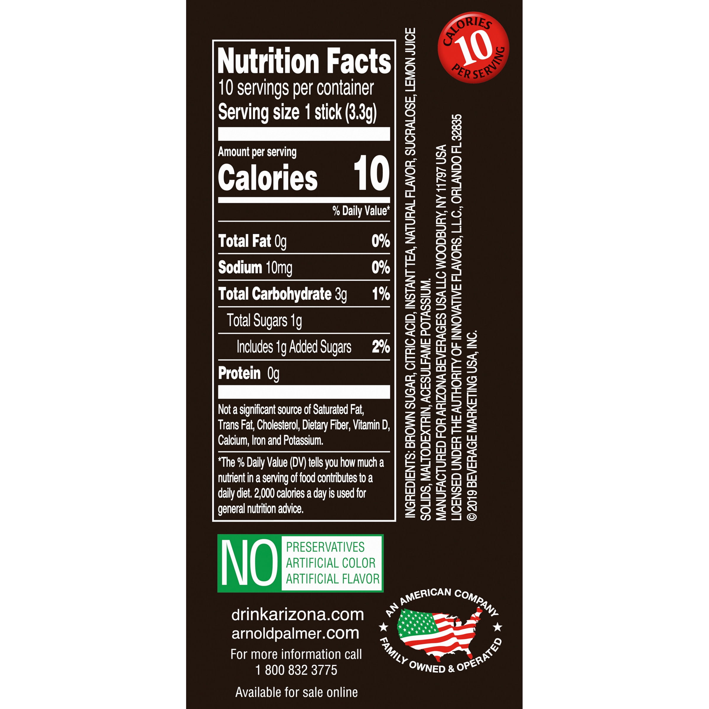 Arizona Arnold Palmer Half & Half Iced Tea Lemonade Drink Mix, 1.16 OZ, 12-Pack