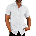 thumbnail image 1 of Chemise Homme Coupe Régulière Décontractée à Simple Boutonnage Col Rabattu Manches Courtes Couleur Unie Poches Poitrine Chemise d'Été, 1 of 1