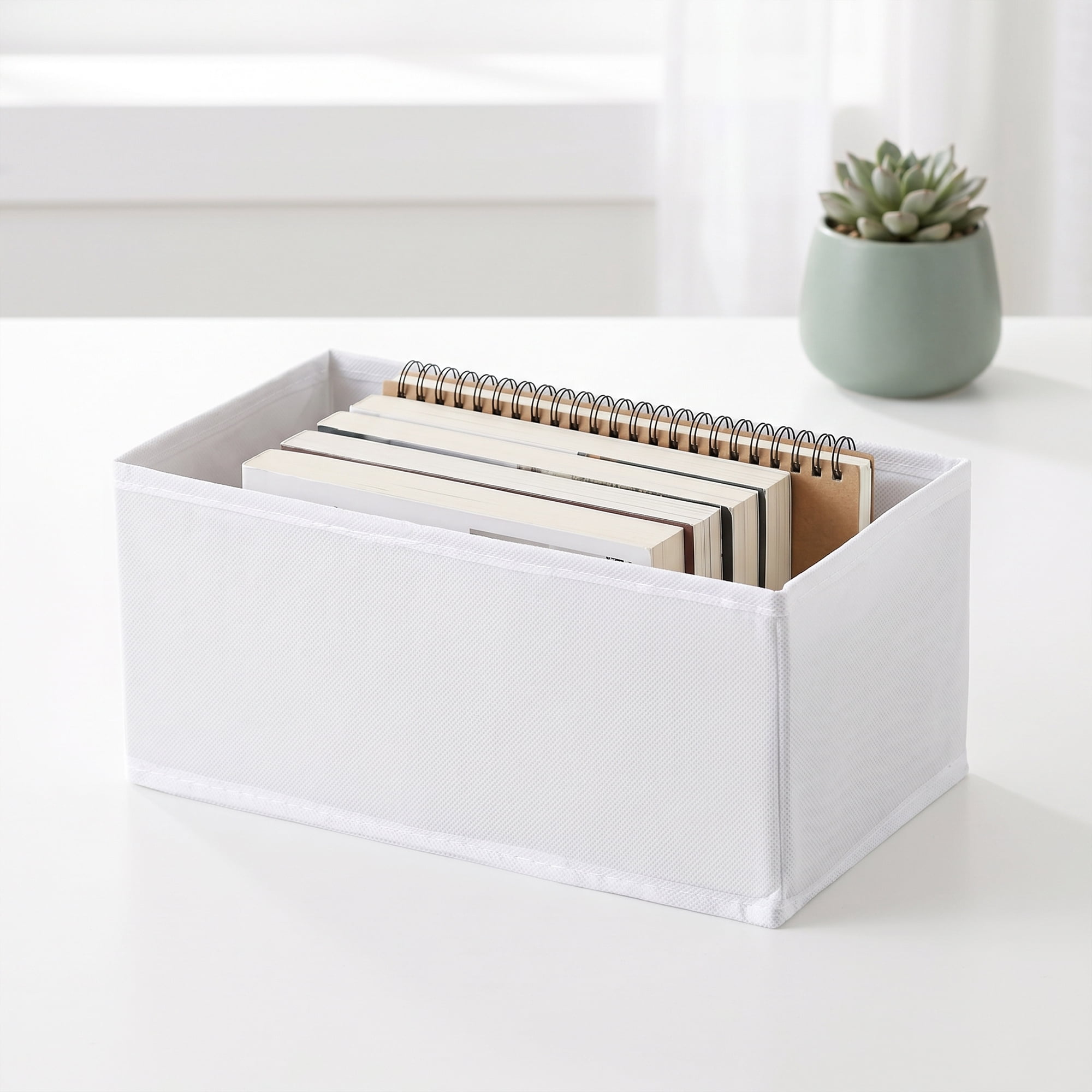 Unique Bargains Storage Bin with Zipper for Organizing Clothes White 11" x 5.5" x 4.7"
