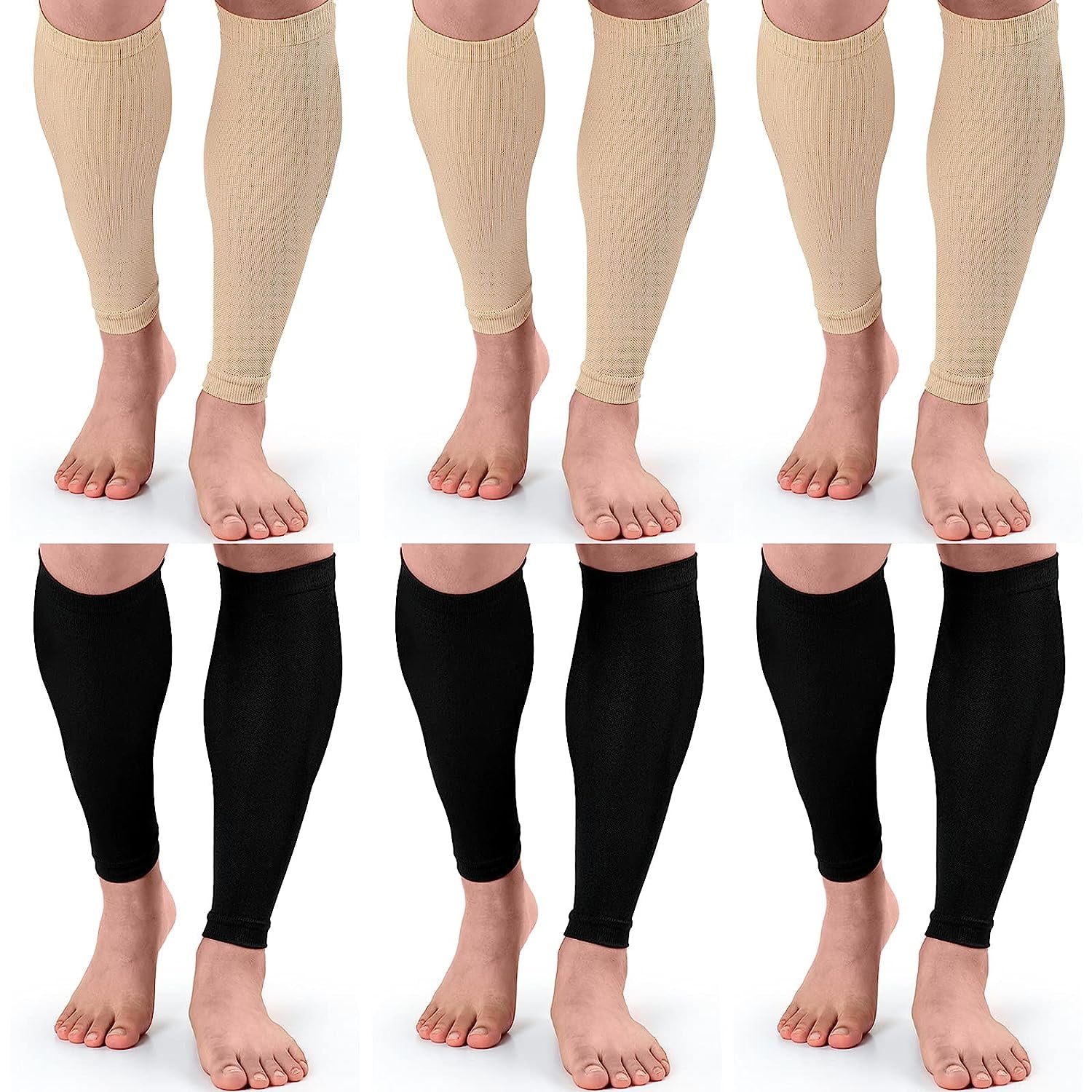 Holzlrgus 6 Pairs Leg Compression Sleeves Calf Compression Socks for Women Men Footless Leg