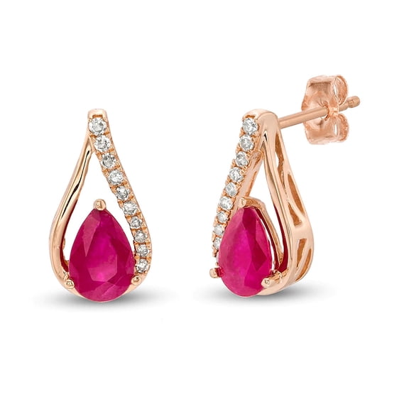 Women's 10K Rose Gold Ruby Earrings