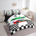 thumbnail image 2 of Erosebridal Kids Race Car Twin Bedding Sets, Racing Flag Bedding Comforter Set, Black Reversible, 7pcs, 2 of 6