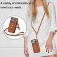 thumbnail image 4 of ELEHOLD for iPhone 15 Plus Wallet Crossbody Case with Organ Card Slots Metal Finger Ring Holder Kickstand Crossbody Shoulder Strap Shockproof Purse Cover for Women Girls,brown, 4 of 8