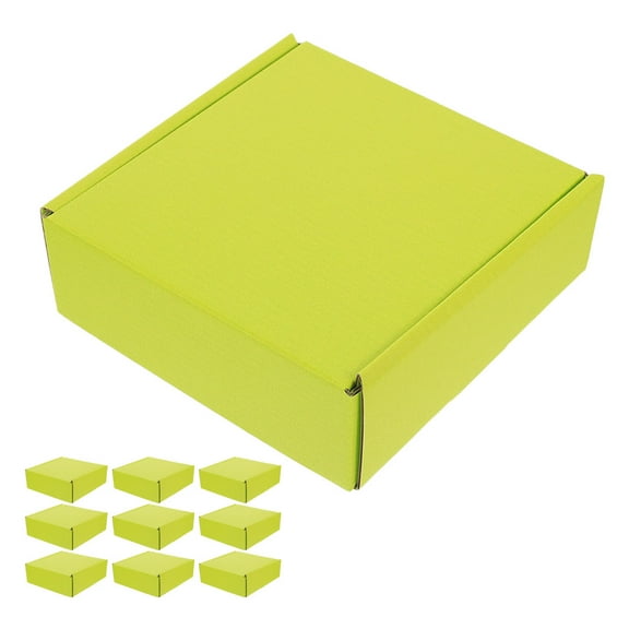 LULULION 10Pcs Green Corrugated Paper Shipping Boxes for Small Business Storage and Mailing Use