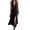 Black, variant on Women's High Slit Ruched Sheer Sleeveless Low Cut Halter Maxi Dresses (Casual Summer Dresses With Pockets)