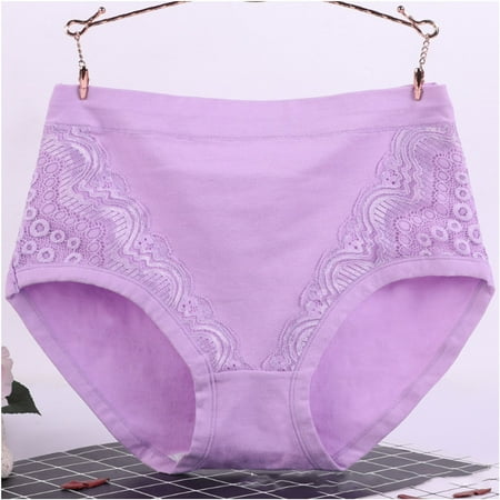 POTETI Plus Size Underwear for Women Tummy Control High Waist Cotton Plus Size Panties for Women Purple Briefs XXXXXXL