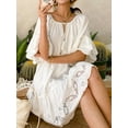 thumbnail image 6 of Women's Eyelet Embroidered Tassel Tie Neck Dress with Ruffled Hem Cotton % Fabric for Everyday Casual Summer Wear, 6 of 7