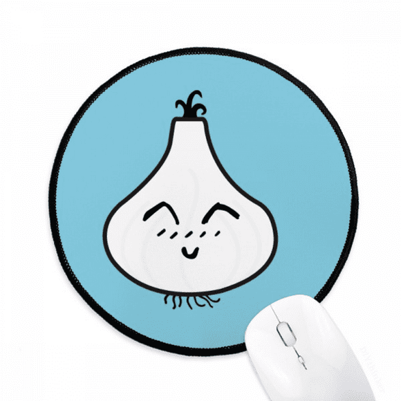 Garlic Sle Lovely Little Happy Mousepad Round Black Stitched Edge Mat Non Slip Game