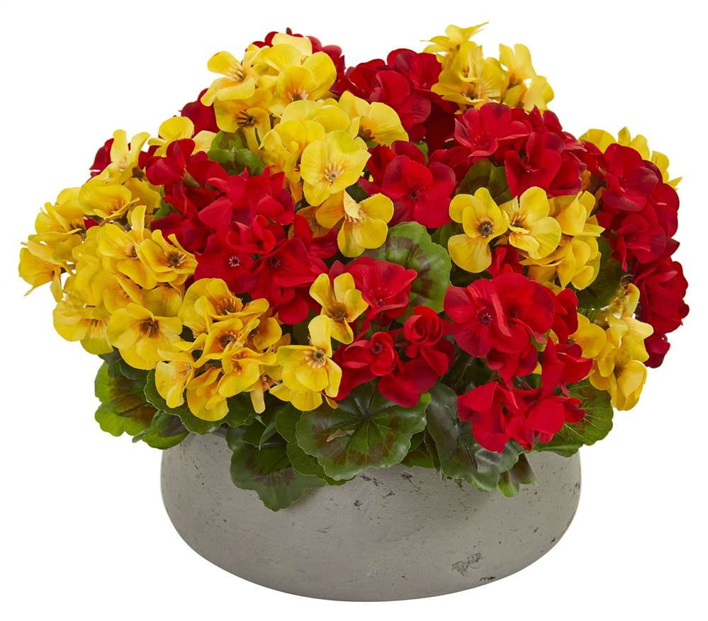 Geranium Artificial Plant in Stone Planter