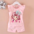 thumbnail image 2 of Gerichy Girls Summer Outfits, Girls Three Quarter Sleeves Trousers Suit Comfortable Breathable Fashion Cute Cartoon Girls Home Suit, 2 of 6