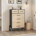 thumbnail image 5 of EastVita 6 Dresser for Bedroom Freestanding 46.6 in Tall Drawer Dresser with Storage Wooden Closet Storage Chest for Home Office Natural Oak and Black, 5 of 6