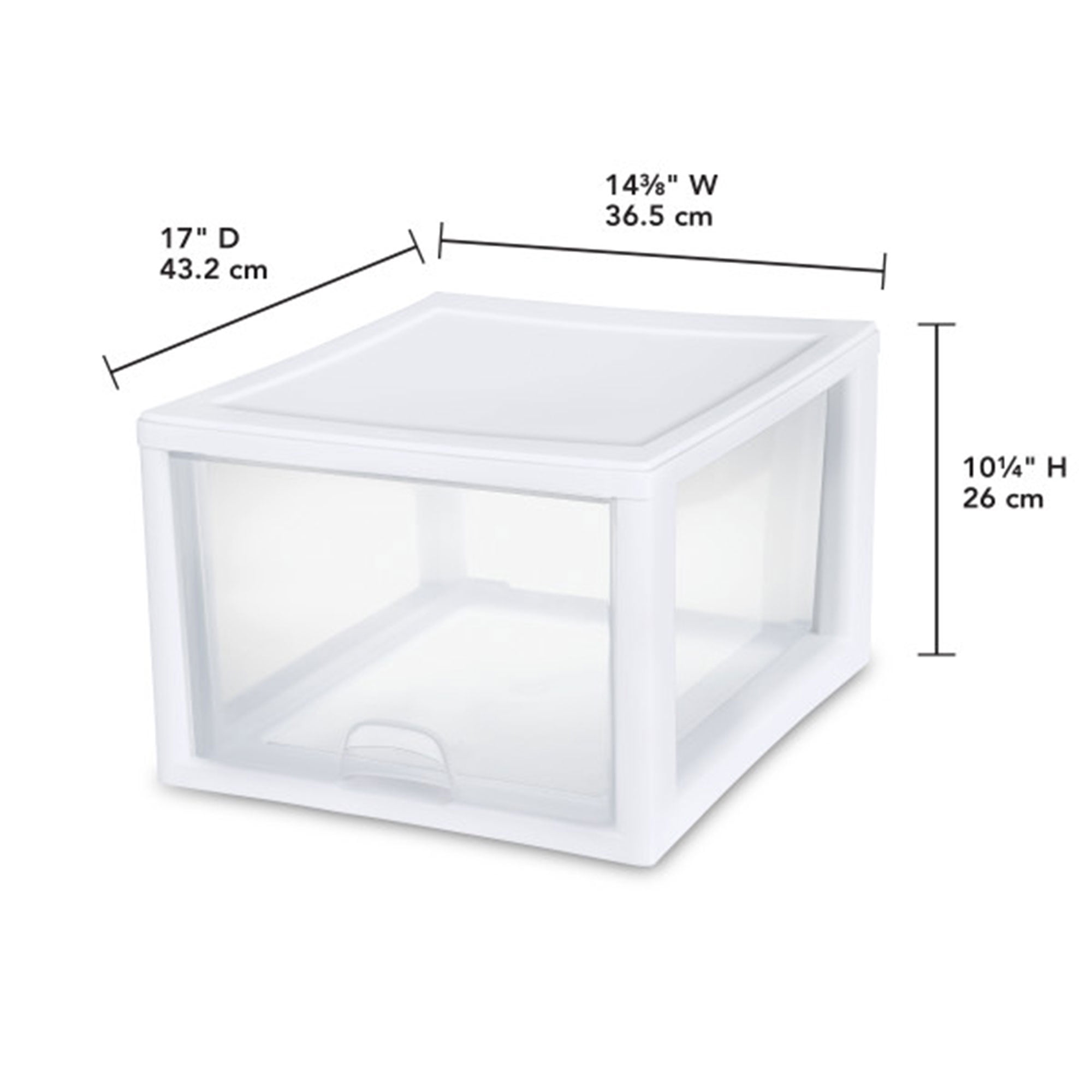 Sterilite 27 Qt Stacking and Modular Plastic Storage Drawers, White Frame, 4 Pack