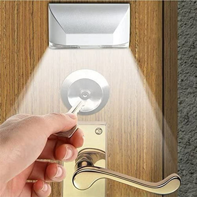 ATTOE Keyhole Light Lamp Battery Operated PIR Infrared IR Wireless Auto Sensor Motion Detector Door Keyhole with 4 LED Bulbs Light Lamp Tap Lights LED Night Light for Key Hole/Door Lock