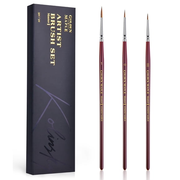 Pinceles de pintura Golden Maple Kolinsky Sable en miniatura, 3 unidades