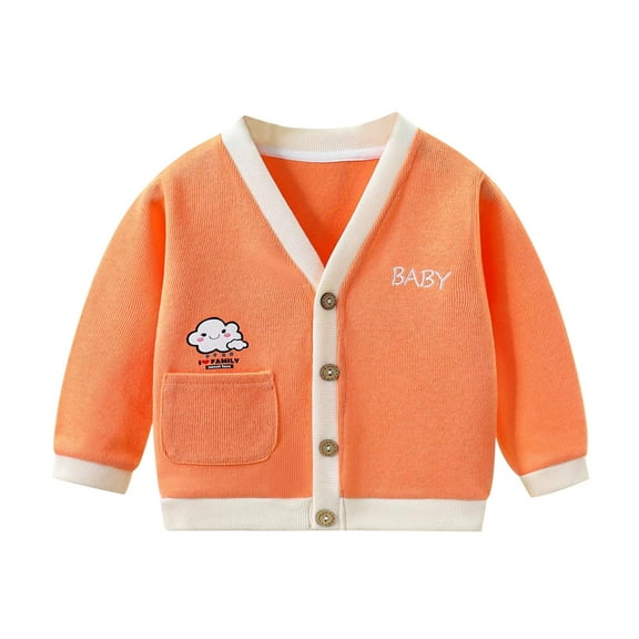 AOMPMSDX Children's Knitwear Spring And Autumn Coats Boys' Sweaters Baby Clothes Girls' Knitted Baby Cardigan Children's Clothes Girls Coat&jacket Orange 18 Months-24 Months