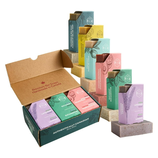 Caja de jabón en barra 61 Organics, proceso en frío, natural, paquete de 6
