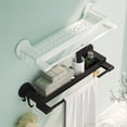 thumbnail image 1 of Iumwxz Bathroom Organizers Multi Functional Folding towel Rack Wall Mounted Non Perforated Bathroom Storage Rack Bathroom Decor White Plastic 50% off Clear, 1 of 7