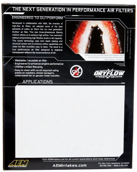 AEM Induction Air Filter P/N:28-50099 Fits select: 2013-2019 NISSAN SENTRA, 2008-2013 NISSAN ROGUE
