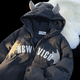 thumbnail image 4 of Invierno 2023 Chaqueta acolchada de algodón cálida con bordado de pan de diablo retro americano para mujer Y2K abrigo con capucha para pareja moda callejera, 4 of 5