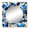 thumbnail image 2 of Designart "Matrix Design In Blue And White" 0 Blue Large Square Mirror - Square Bedroom Mirror Printed Wall Decor - Modern Square Printed Wall Mirror Art, 2 of 5