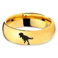 thumbnail image 2 of Tungsten Tyrannosaurus Rex Band Ring 7mm Men Women Comfort Fit 18k Yellow Gold Dome Polished, 2 of 4