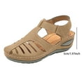thumbnail image 6 of Dakaela Womens Sandals Closed Toe Wedge Platform Dressy Shoes Comfortable Ankle Strap Casual Summer Beach Slip on Sandal Beige 7.5, 6 of 9