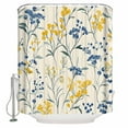 thumbnail image 2 of Yellow Blue Flowers Waterproof Fabric Shower Curtain, Watercolor Botanical Floral Plants Shower Curtain for Bathroom Curtains Bathtubs Hotel Washable Shower Curtains with 12 Hooks Extra Long 72x84, 2 of 6