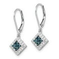 thumbnail image 2 of White Night Sterling Silver Rhodium-plated White and Blue Diamond Dangle Leverback Earrings, 2 of 5