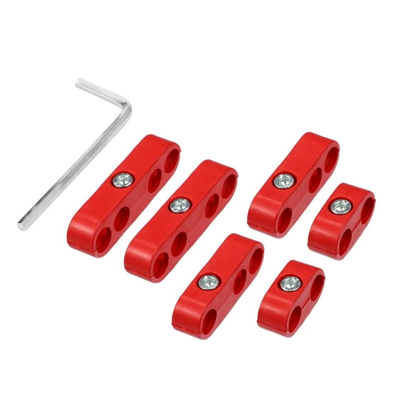 Unique Bargains 1 Set 7mm-8mm Engine Spark Plug Wire Separator Looms Divider Organizer Clamp for Car Plastic Red
