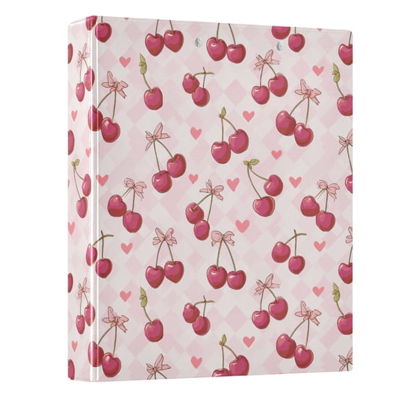 Three Ring Binder Cherry Heart Checkered Pattern 1.5 Inch Round Binder D-Rings for Office Supplies and More