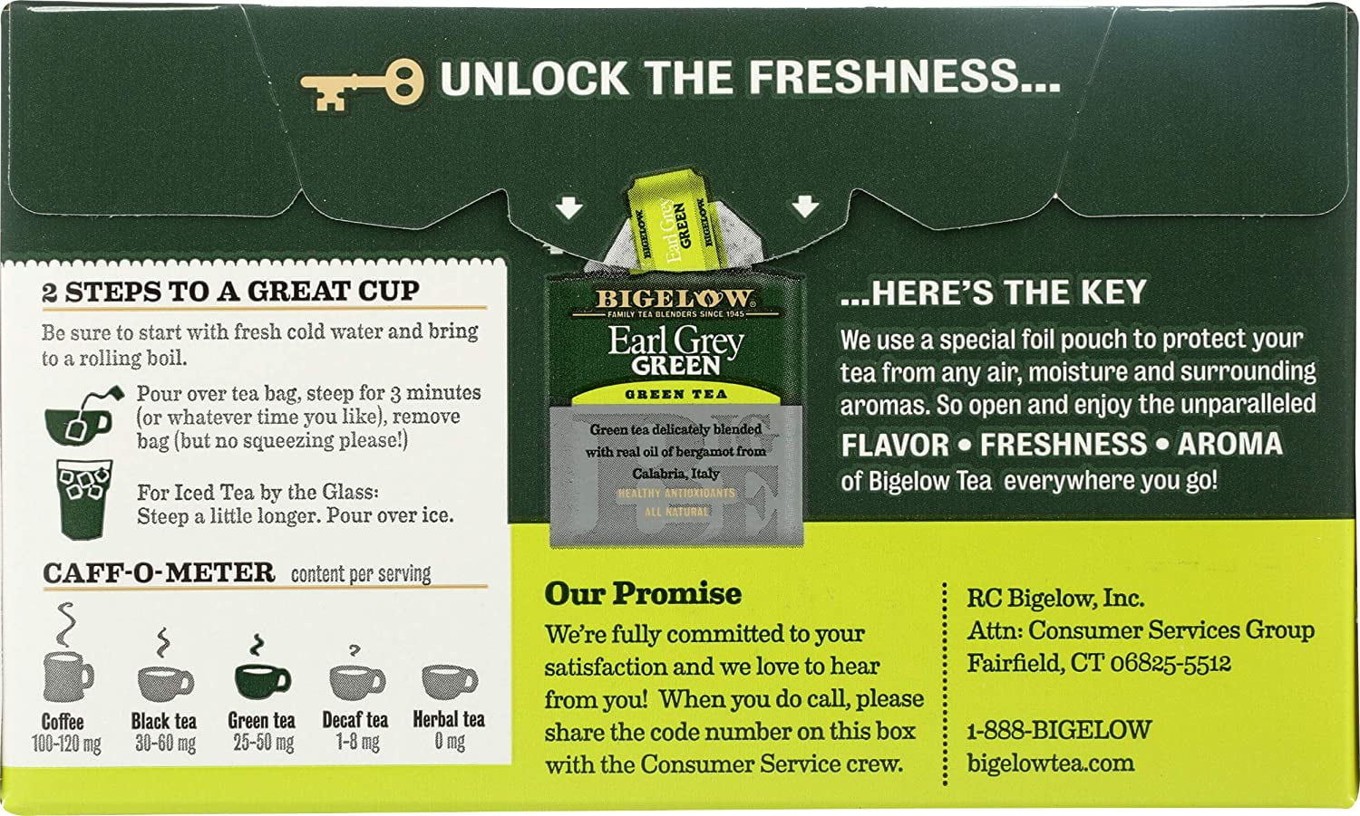 Bigelow Tea Green Tea Earl Grey - 20 Tea Bags Pack of 4