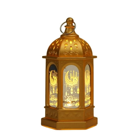 

Eid Mubarak Ornament Light Imitation Iron Vintage Lamp Ramadan Decor Night Light Gold