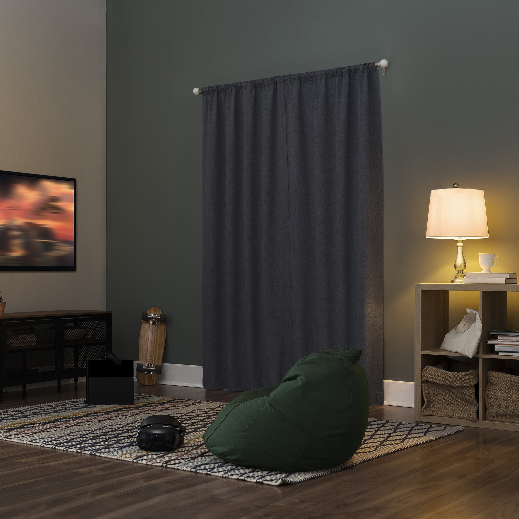 Sun Zero Jules 100% Blackout Rod Pocket 40" x 96" Single Curtain Panel in Blue