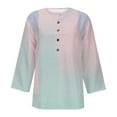 thumbnail image 4 of Pulls Pulls pulls Décontractés Vêtements de Mode d'Automne Confortables 2023 Casual Manches 3/4 Femmes Imprimé Col Rond Boutonné Tunique de Base T-shirts Chemisiers, 4 of 5