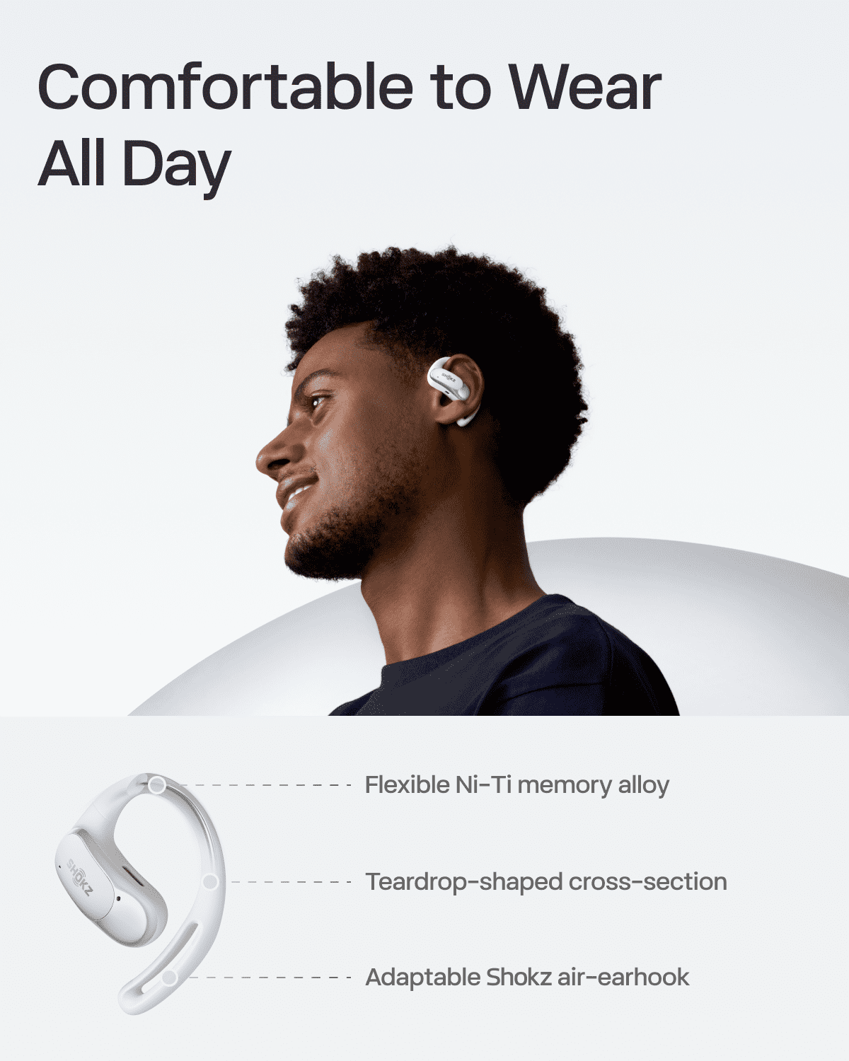 Restored Shokz OpenFit Air - Open-Ear Headphones, True Wireless Earbuds, Water Resistant, Secure Earhooks for Daily Use, white